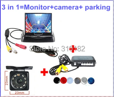 

3 in 1 LCD Parking Sensor Video System +LED IR Night Vision Rear View Camera + 3.5 fold Monitor video backup cameraparking