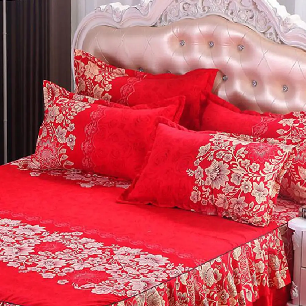 Adeeing 1 пара модные элегантные цветочные подушки Чехлы мягкие удобные декоративные домашние наволочки(за исключением подушки кровать юбка - Цвет: red