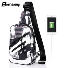Boshikang Мужская модная нагрудная сумка летняя сумка на ремне пакет для подростка рюкзак usb зарядка сумки через плечо мужские сумки на плечо