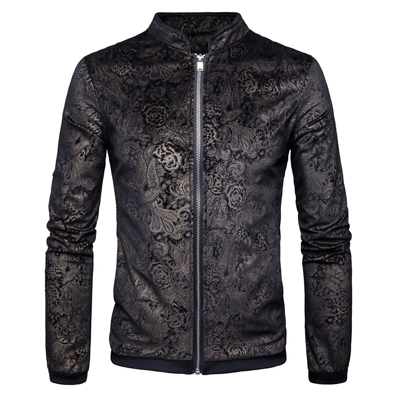 Mens Printed Jacket Coat New Fashion Brand Clothing Bomber