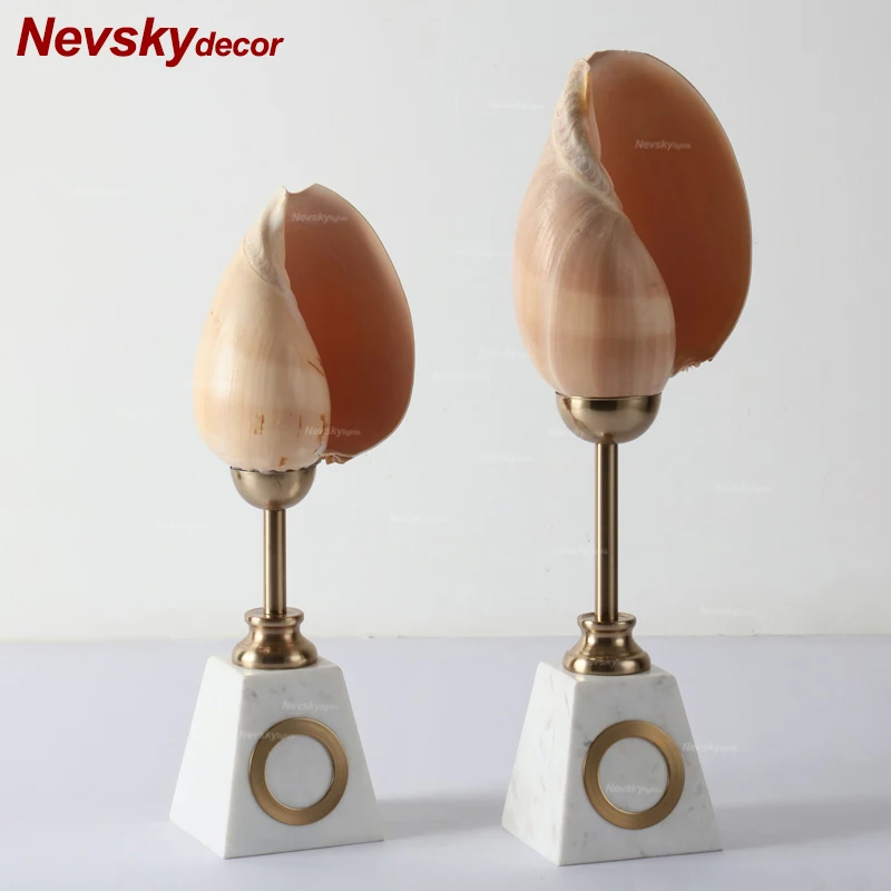 

Nevsky home decoration accessories vintage home decor white marble base crystal notre dame golden metal support Shell Decorative