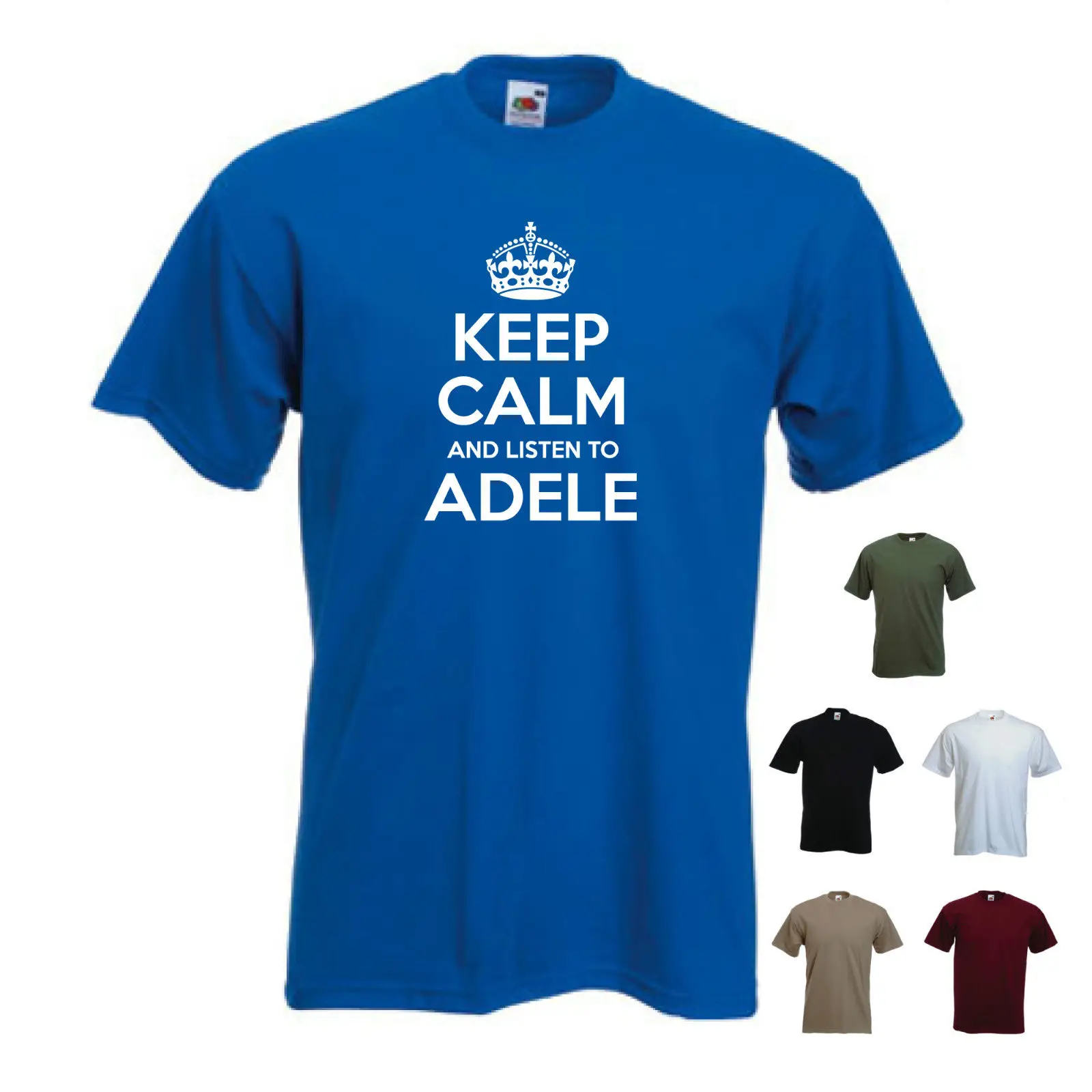

'Keep Calm and Listen to Adele' Music T-shirt Tee Funny Tops Tee New Unisex Funny High Quality Casual Printing free shipping