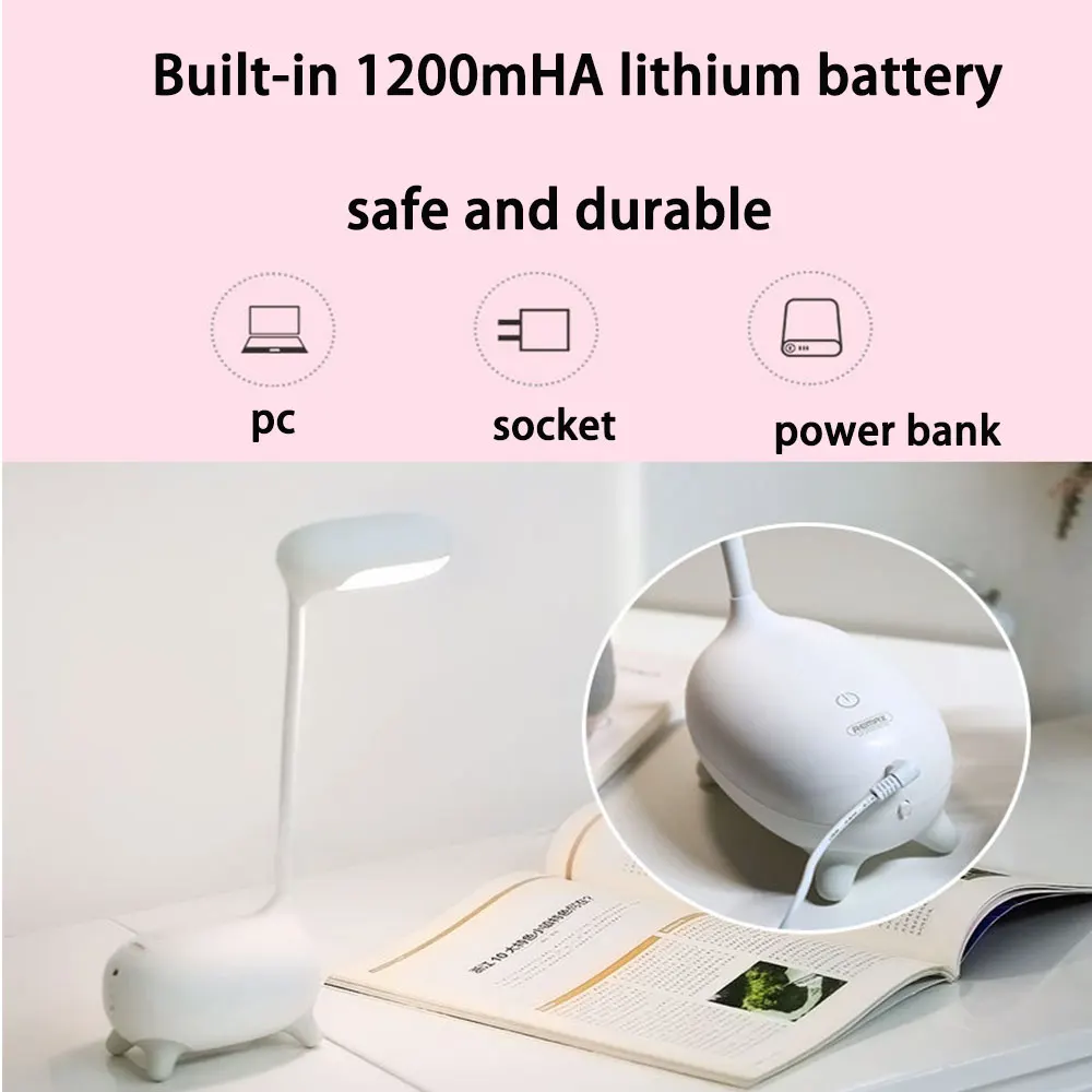 Креативный светодиодный Настольный светильник с милым оленем, USB Перезаряжаемый Светодиодный настольный светильник для чтения, регулируемая защита для глаз, настольная лампа, подарок для детей