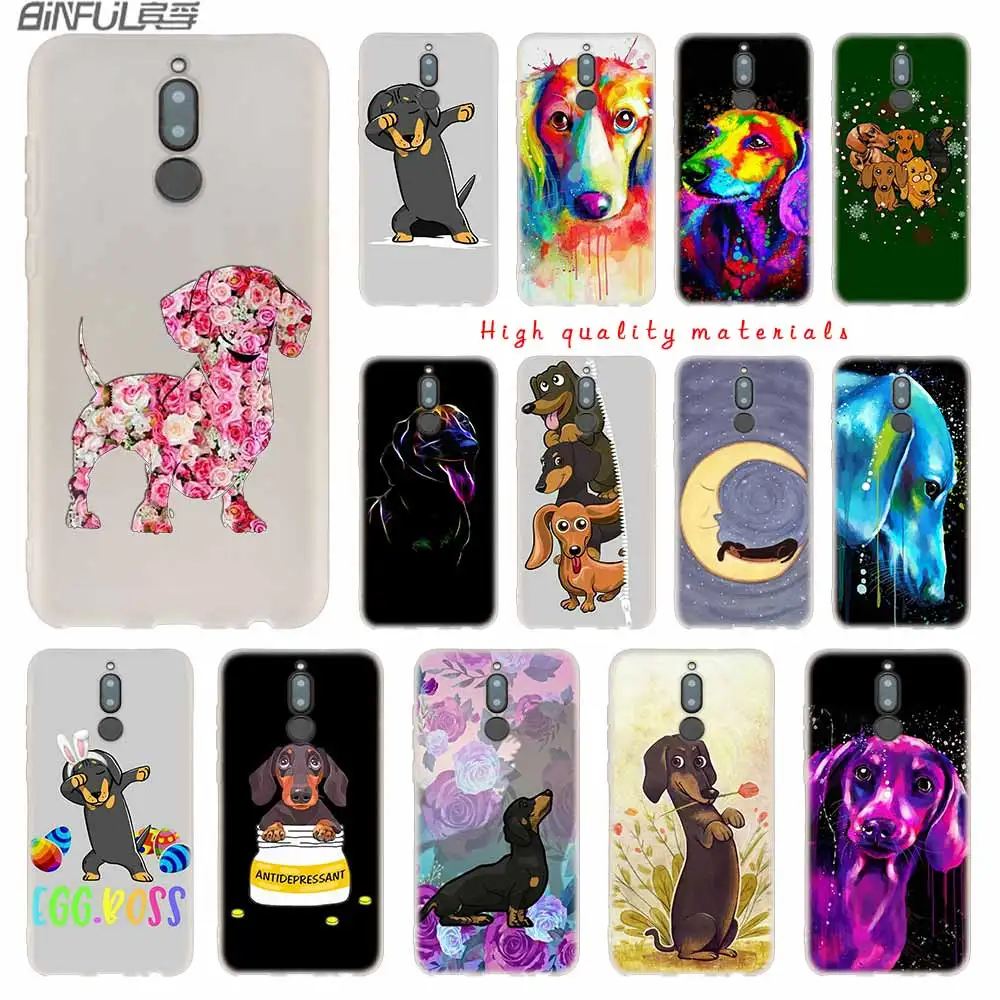 

Soft Silicone Case For Huawei Mate 10 Lite 10 20 Lite Pro 20X S Y5 2017 Y9 2018 2019 NOVA 3 3i 4 Y7 Dachshund Silhouette Dog