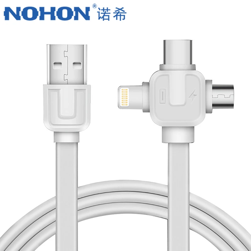 NOHON Универсальный 3 в 1 кабель для зарядки и синхронизации данных iPhone 7 8 6s Plus X Micro usb