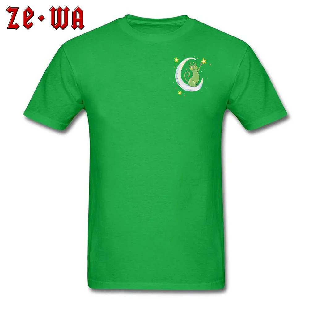Cat Alien Slim Fit Top T-shirts for Men 100% Cotton Summer Fall T Shirt Group Top T-shirts Short Sleeve 2018 Fashion Crewneck Cat Alien Chest green