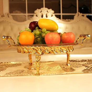 

2013 fashion carved compotier metal gold plated luxury ktv big fruit plate household