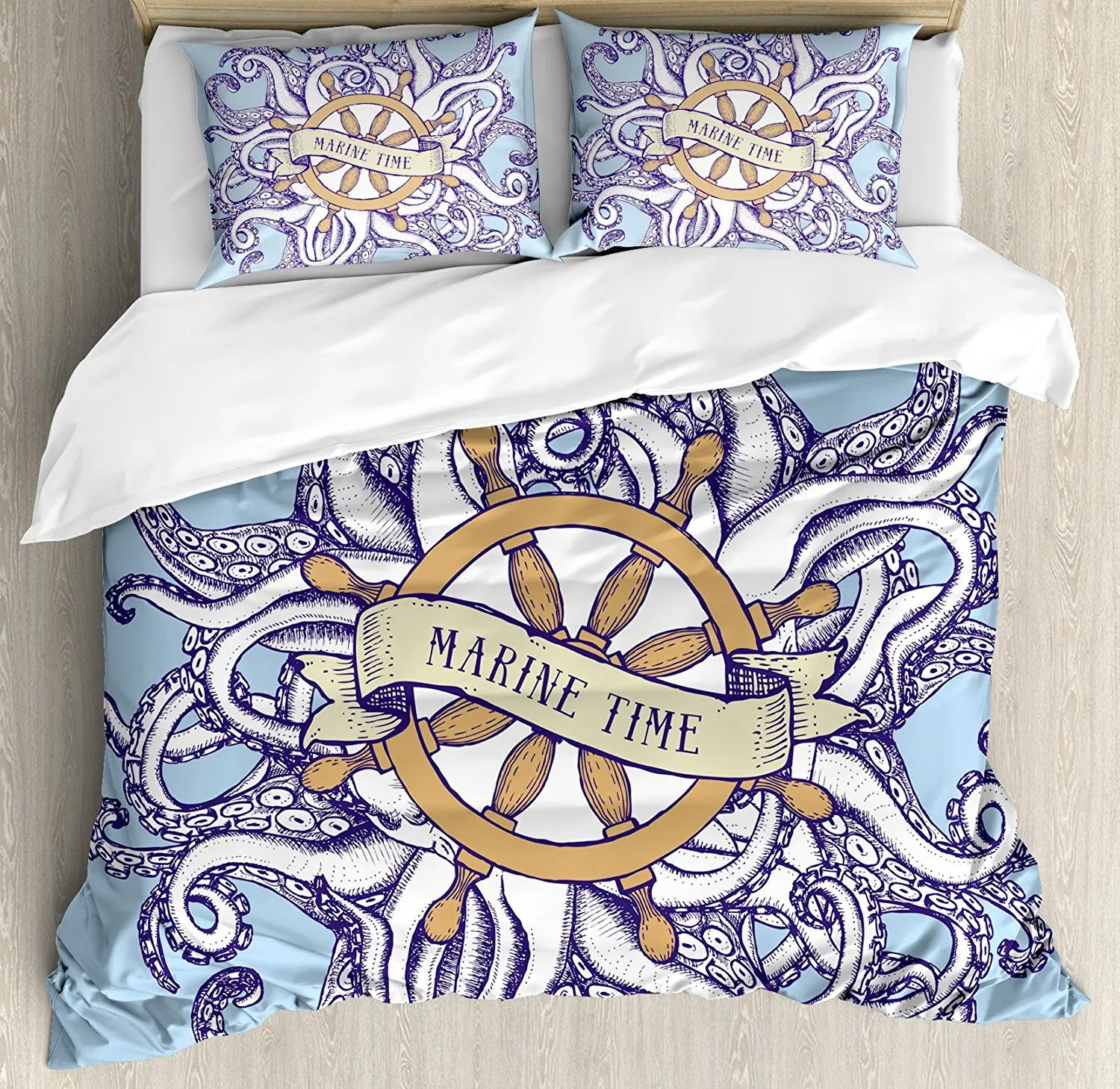 Octopus Duvet Cover Set Marine Time Theme Octopus Tentacles around