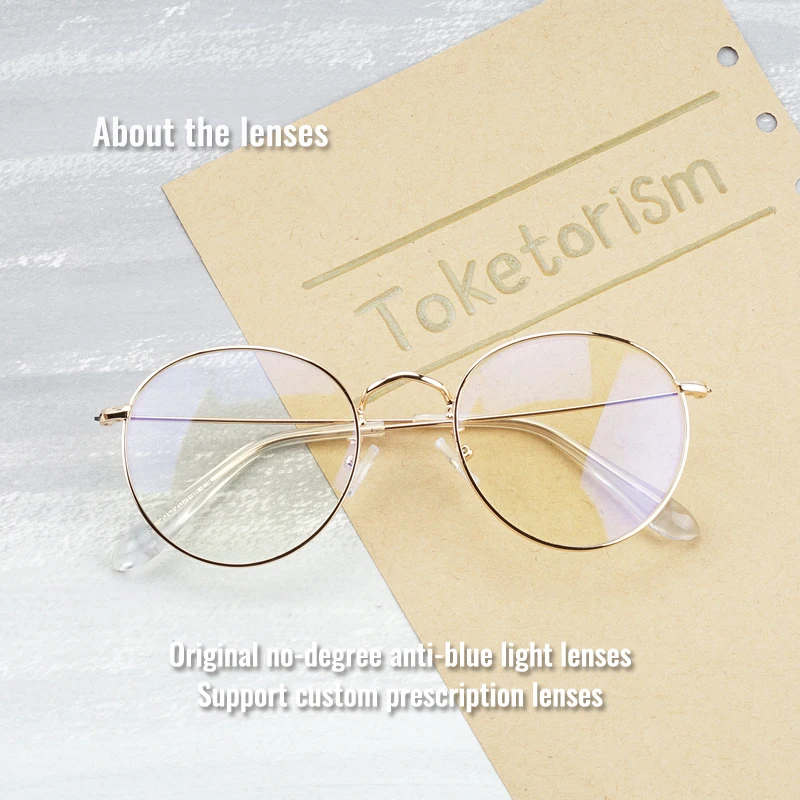 Cheap Toketorism blue light blocking glasses metal round glasses for computer men women anti blue eyeglasses 180