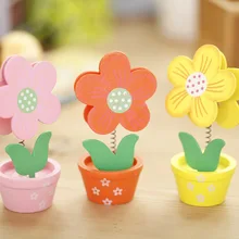 Creative small pot wooden stickers Clip Card Clip wholesale flower modeling decorative wooden small gifts Holder Organizer