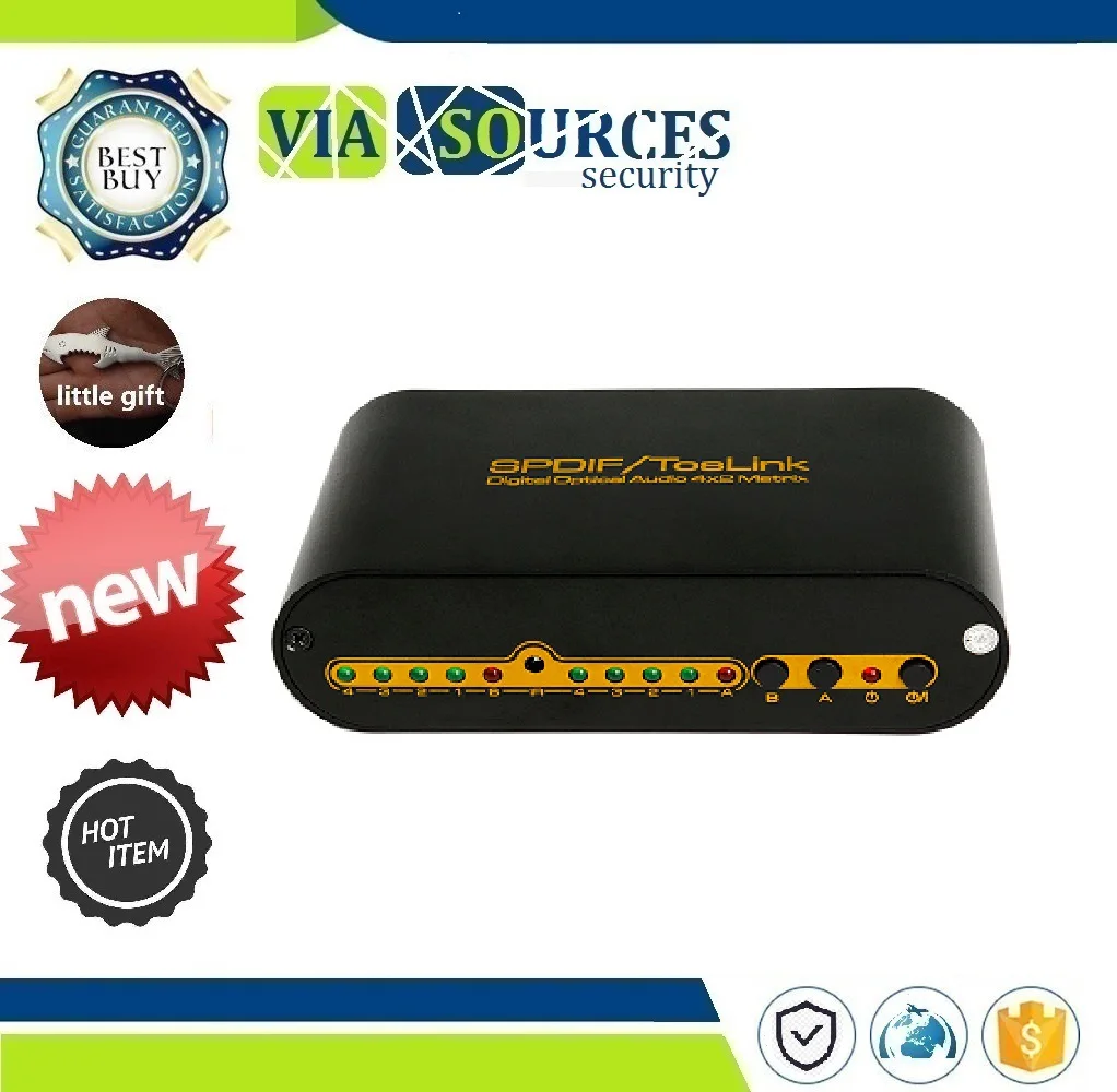 

4 In 2 Out Video Converter Remote Control 02+DOITOP SPDIF TOSLINK Digital Optical Audio True Matrix 4x2 Switch Switcher Splitter