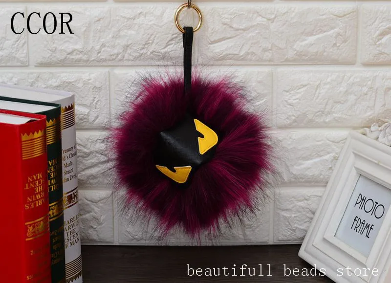 

CCOR NEW 18-20CM Imitation Raccoon Fur fluffy keychain Monster keychain car bag accessories,1pcs,MQ004