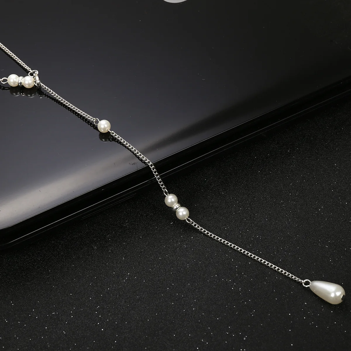 Water Drop Imitation Pearls Tassel Pendant Necklace Female Fashion Jewelry Ladies Party Long Back Chain Necklaces