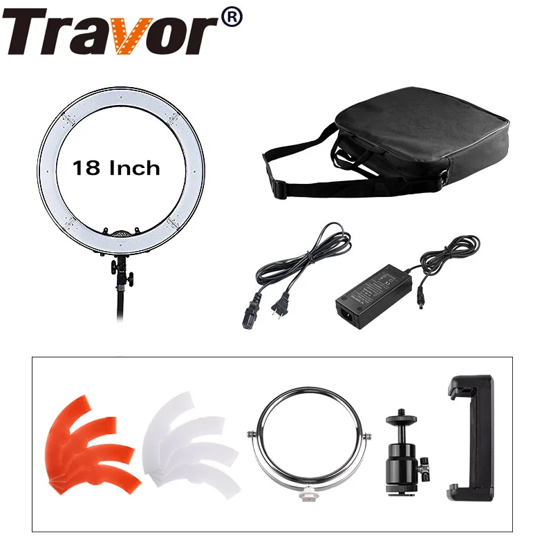 

Travor RL-18 18inch big photography ring light with carry bag 240pcs led beads inside 55w ringlight lamp for makeup