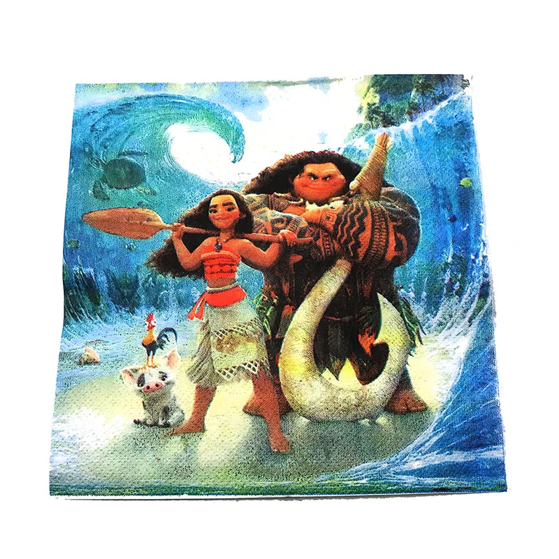 

20pcs/pack Moana disposable napkins Moana theme paper tissues Moana disposable paper napkins 33cm*33cm