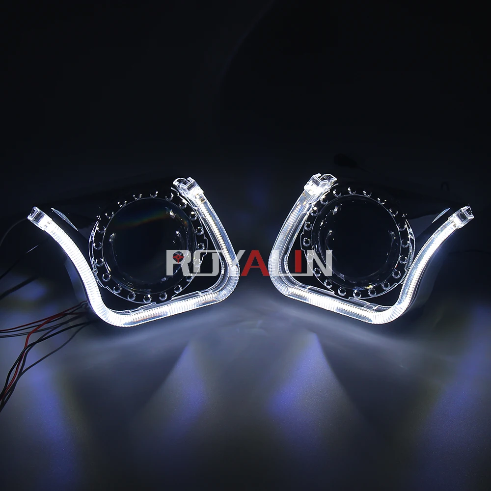 ROYALIN Car 3.0 H1 Bi Xenon Lens Switchback LED Angel Eyes Full Metal Motorcycle Turn Signal Lights H4 H7 Hi/Lo Lamp Retrofit ROYALIN Car 3.0 H1 Bi Xenon Lens Switchback LED Angel Eyes Full Metal Motorcycle Turn Signal Lights H4 H7 Hi/Lo Lamp Retrofit