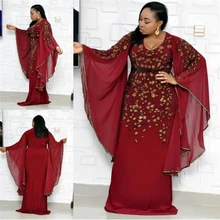 Special Price GuyuEra African Dress For Women Round Neck Large Trumpet Sleeve Embroidered Gold Sequins Slim Bag Hip Fishtail Dress Special Price GuyuEra African Dress For Women Round Neck Large Trumpet Sleeve Embroidered Gold Sequins Slim Bag Hip Fishtail Dress