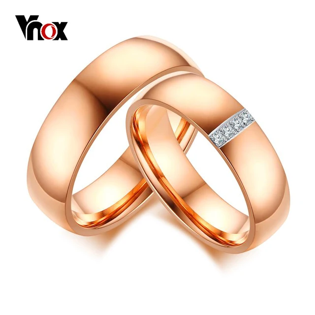 vnox classic wedding rings for women men rose gold color cz stones alliance anniversary promise - Classic Wedding Rings vnox classic wedding rings for women men rose gold color cz stones alliance anniversary promise - Classic Wedding Rings