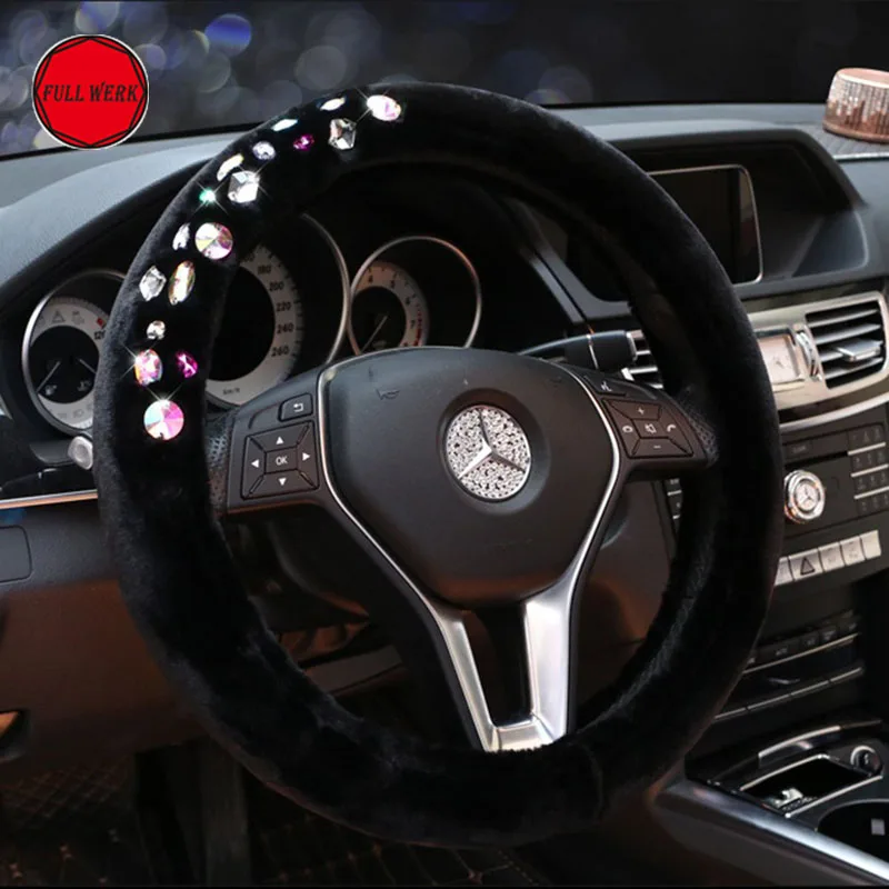 Fashion Plush Winter font b Car b font Steering Cover Steering Wheel Protector Guard Wrap for