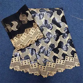 

2018 New Design African Bazin Riche Getzner Fabric With Beads Cord Lace Fabric African Bazin Fabric For Wedding