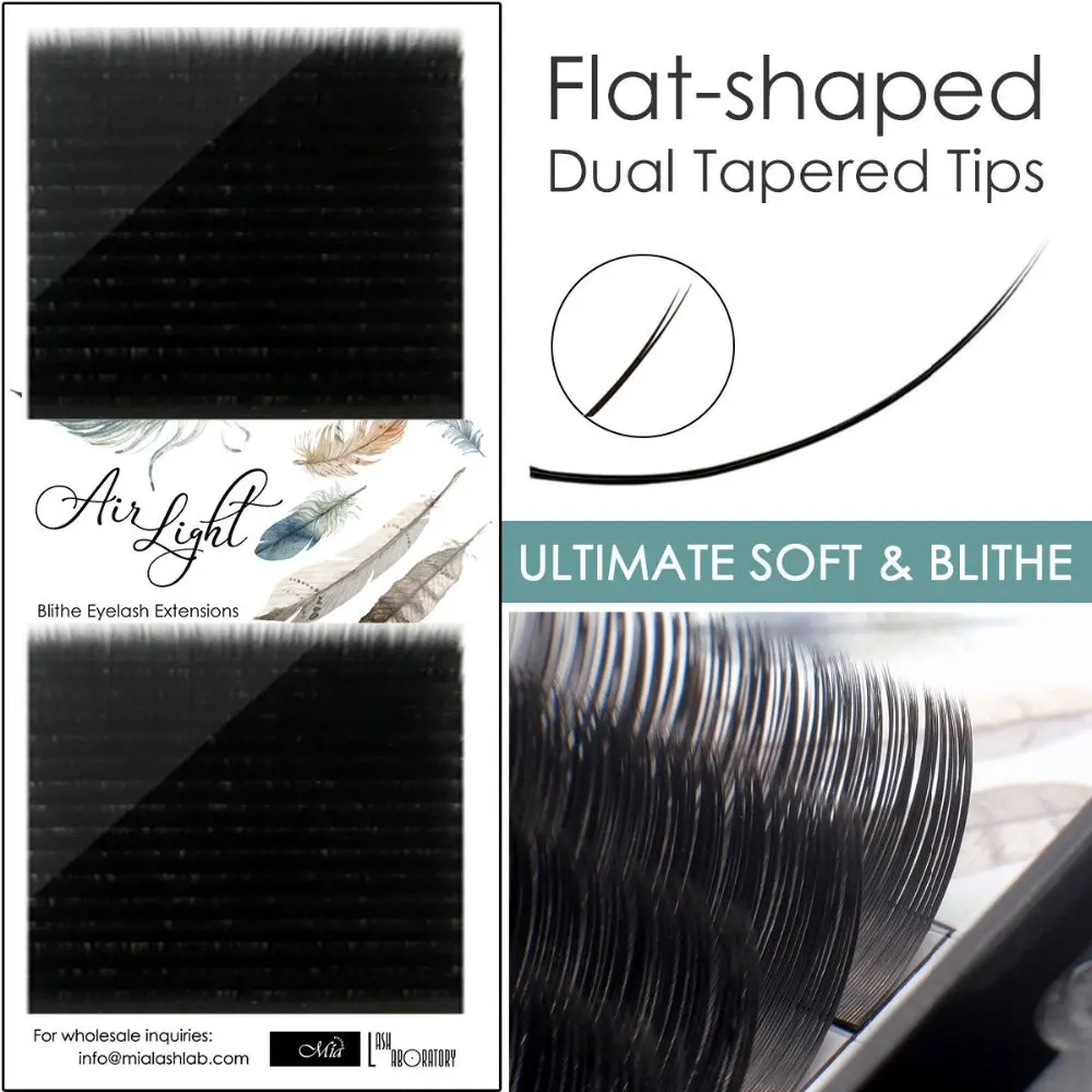 

[0.15/0.2 C/D]Air Light Blithe Eyelash Extension Ultimate Soft Flat-shaped Dual Tapered Tips Experience a softness like no other