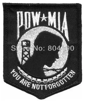 

POW MIA NOT FORGOTTEN BLACK Military Vet Veteran Patch Embroidered IRON ON/ SEW ON Patch Military Badge Wholesale Free shipping