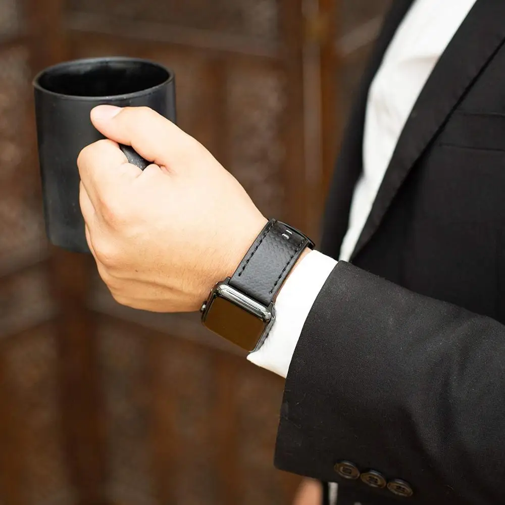 Ремешок для Apple watch 5 4 band 44 мм 40 iWatch 3 42 38 углеродное волокно + часы с кожаным