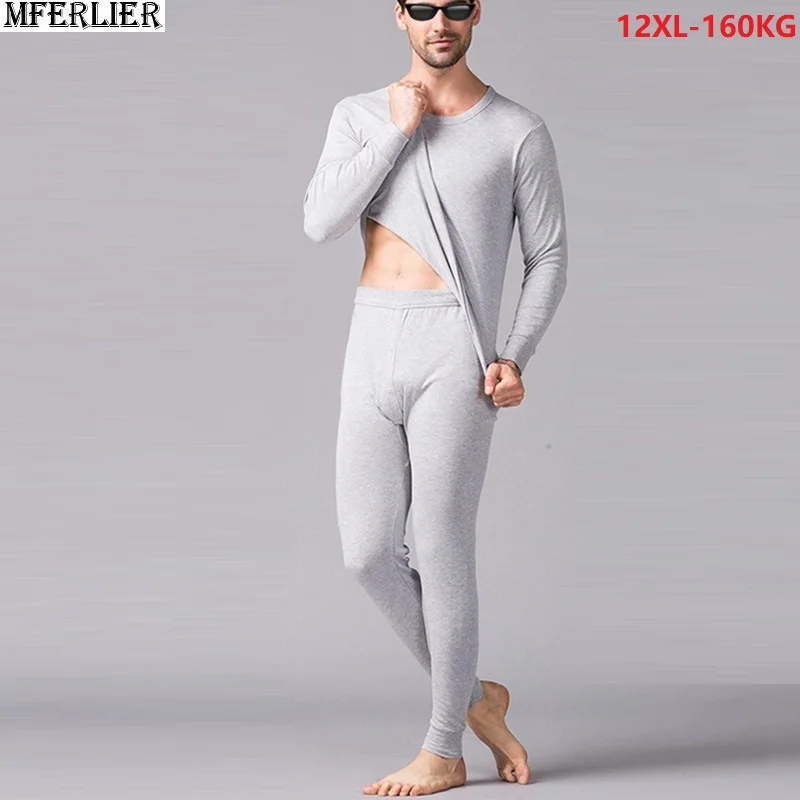 MFERLIER large size big winter men Thermal Underwear Bottoms thick man