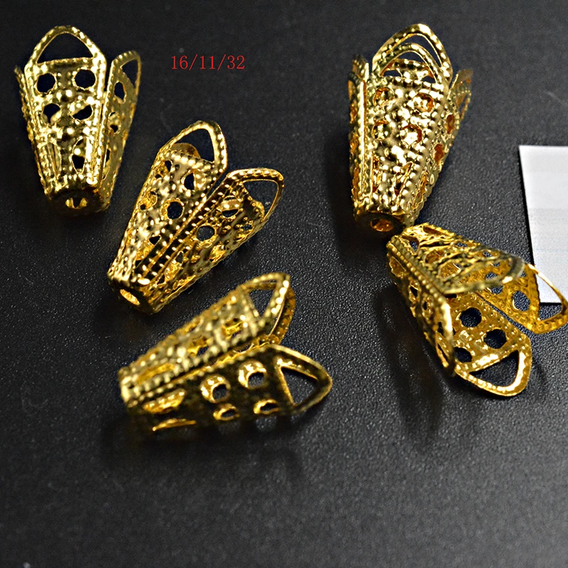 

FLTMRH 13pcs 16*11mm ewelry Accessories Beads Caps Medium wine cup Silver/Gold/Dull Silver Plating