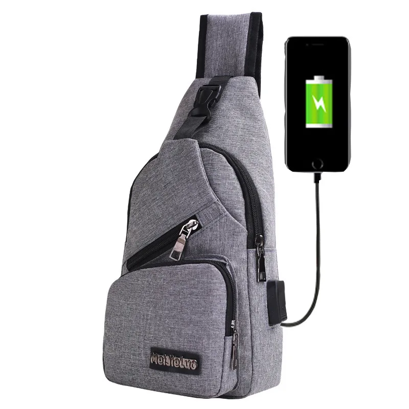 Новая зарядка через usb нагрудная Мужская сумка большая емкость сумка на плечо Модные дорожные сумки через плечо портативный задний пакет сумка