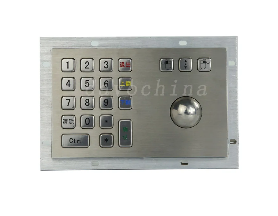 Metal Kiosk Keyboard with Trackball Mechanical trackball keyboards rugged keyboards vandal proof keypads