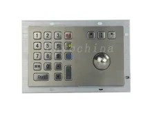 Metal Kiosk Keyboard with Trackball Mechanical trackball keyboards rugged keyboards vandal proof keypads