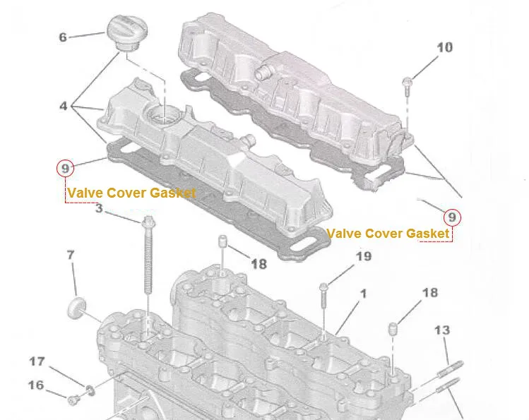 2 шт. для peugeot 206 207 307 308 408 Citroen C2(1,6) клапан комнаты Обложка Pad двигателя крышка клапанной коробки pad