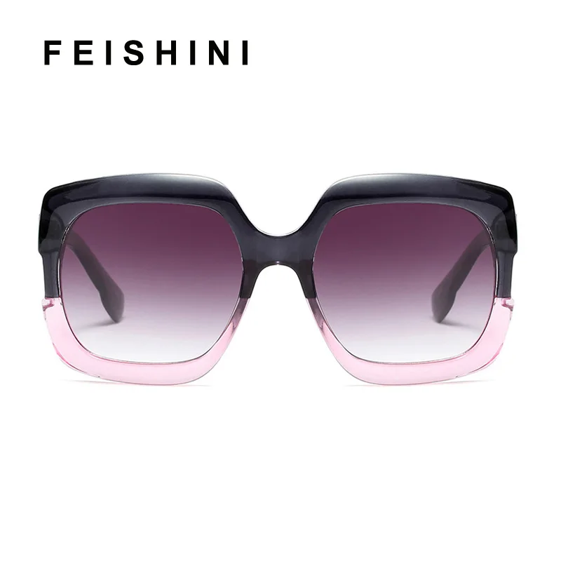 FEISHINI звезды Пластиковый фестиваль знаменитостей квадратные крупные женские Солнцезащитные очки женские oculos de sol feminino UV протектор