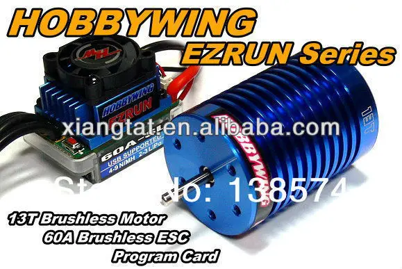 

HOBBYWING eZRun 60A ESC + 3650M 13T Motor + Pro-card Combo for 1/10 Car/ Buggy COMBO- B7