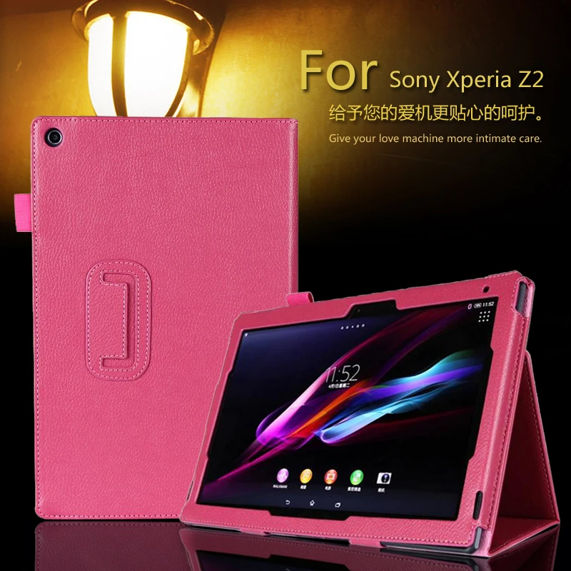 Case for Sony Xperia Tablet Z2 10.1'', GARUNK Solid Filp Litchi Leather
