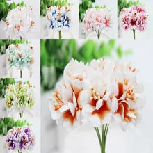 Искусственные цветы, 6 шт., искусственные, градиентные, ручная работа, хризантема для нового дома, дома, свадьбы, фестиваля, украшения