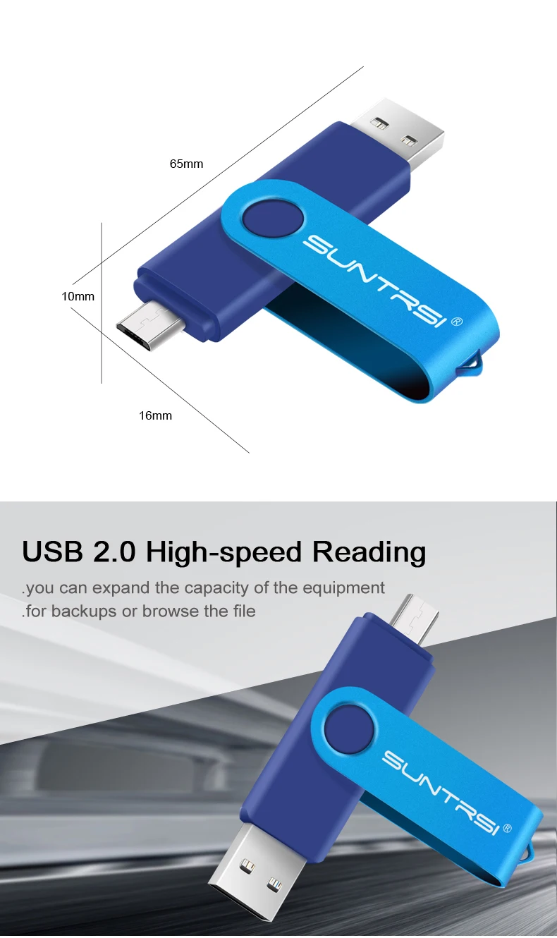 Suntrsi Смартфон USB флеш-накопитель металлический накопитель 64 ГБ Флешка 8 Гб OTG внешний накопитель micro usb флеш-накопитель