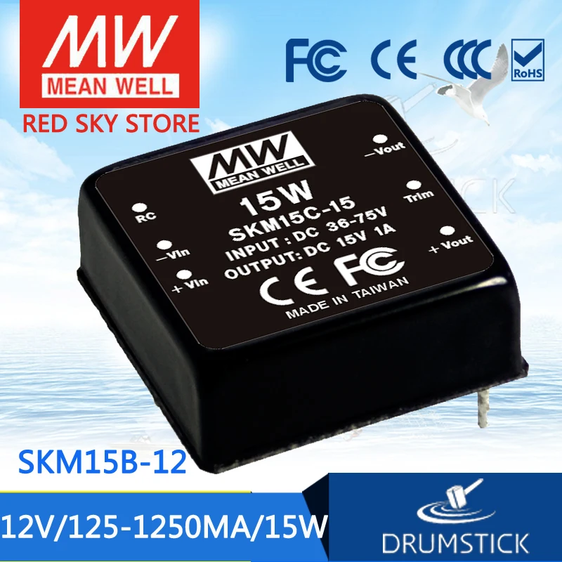 

MEAN WELL SKM15B-12 12V 1250mA meanwell SKM15 12V 15W DC-DC Regulated Single Output Converter