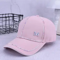2018 новые летние для женщин Письмо M шар из горного хрусталя шапки для Регулируемый Хип Хоп модные блестящие Snapback шапки