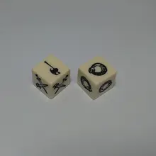 Free shipping Exclusive Special NEW 16mm 2pcs 6-sided D6 Axe Sword Snake dice for board game and other games accessories