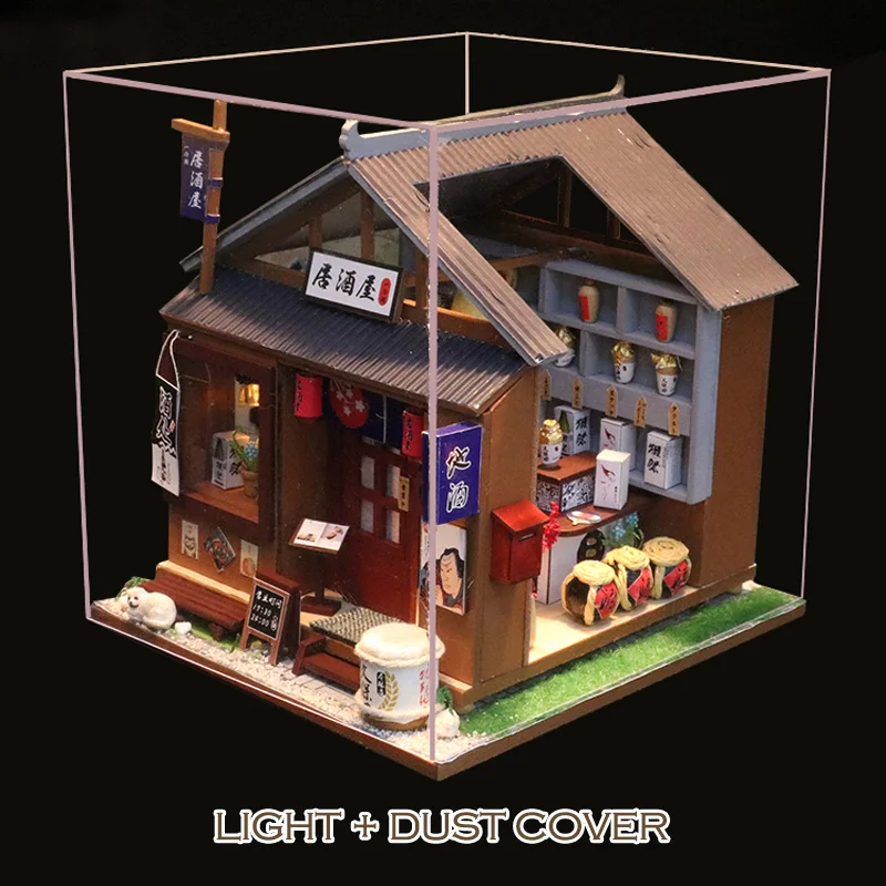 

DIY Wooden House Miniaturas with Furniture DIY Miniature Dollhouse Kit Liquor Store Toys for Children Christmas Gift M037