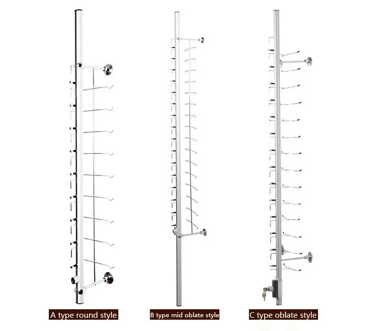 LOC-B-18PC-160CM алюминиевый сплав настенный держатель дисплея солнцезащитных очков с замком