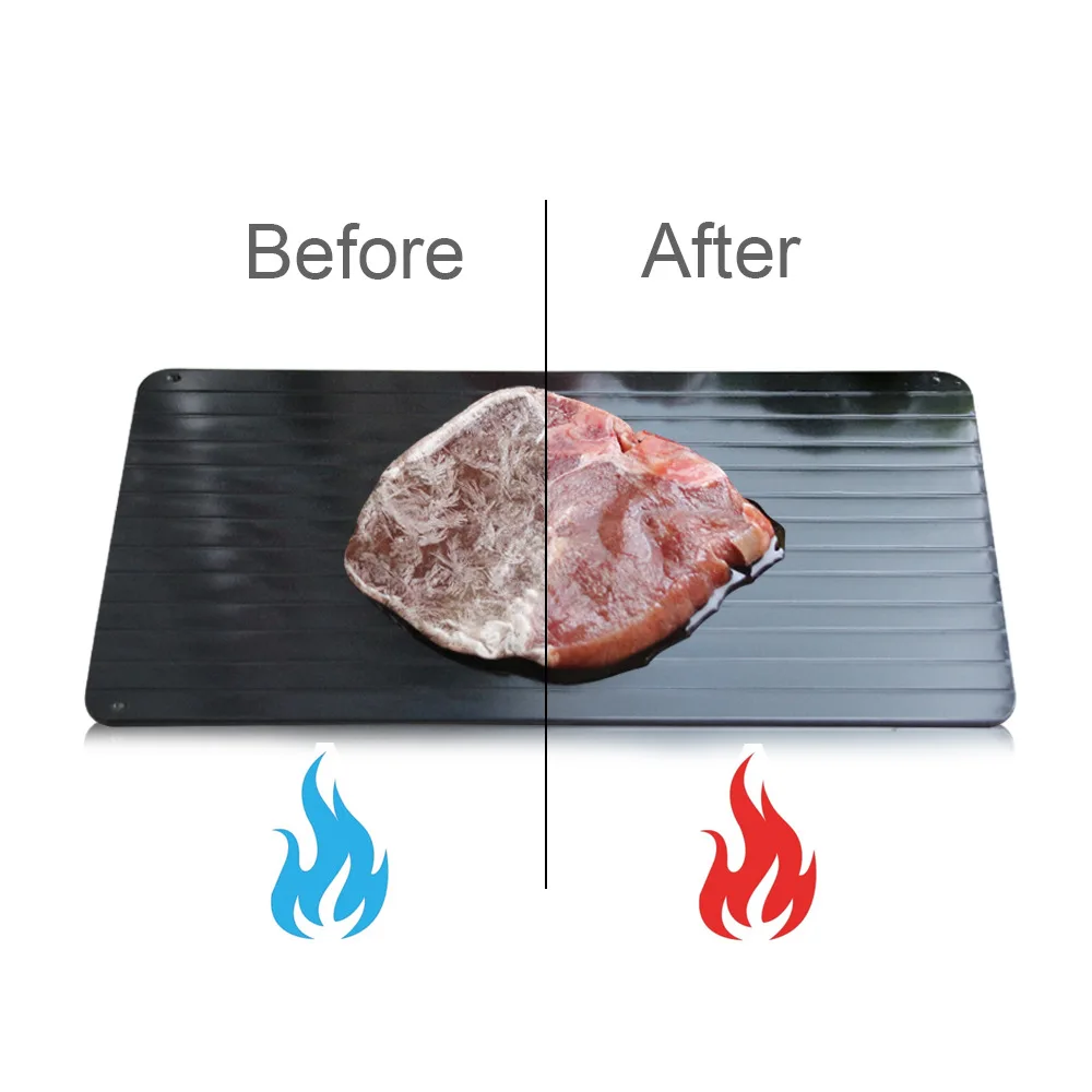 Magic Defrost Tray Thaw Frozen Food Meat Fruit Fast Defrosting Plate Board Black Safety Rapid Defrosting Meat Tray Kitchen Tool