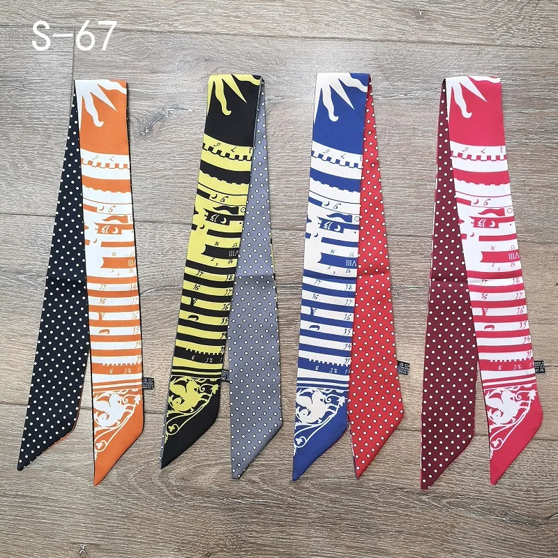 

Dot Figures Print New Arrival Lady Silk-like Riband Scarves Bags Scarf Small Ribbon Hair Band Bandeaus BD226