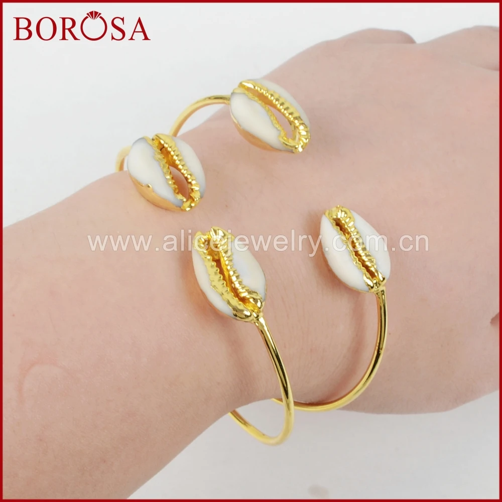 BOROSA 1 шт. Новое поступление золотистого цвета натуральный морской cowrie браслет в
