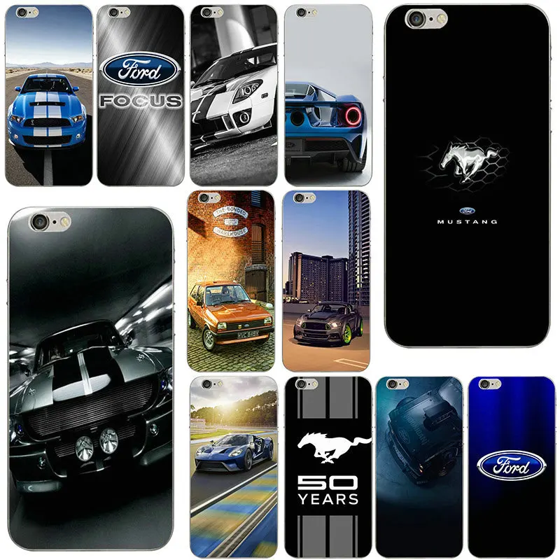

Soft TPU Transparent Cell Phone Cases Cover Coque Shell for iPhone X 10 7 8 Plus 4 4S 5 5S SE 5C Bags Amazing Ford Mustang Logo