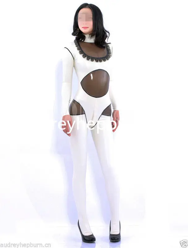 Латексный резиновый костюм Gummi Ganzanzug белый и кофейный Zentai XS XXL|Зентай| |