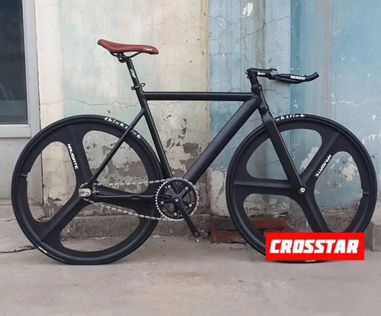 

Fixed Gear Bike Fixie frame 53cm 55cm 58cm DIY 700C Muscular Aluminum alloy Bike Track Bike Bicycle wiith 3 Spoke wheel rim