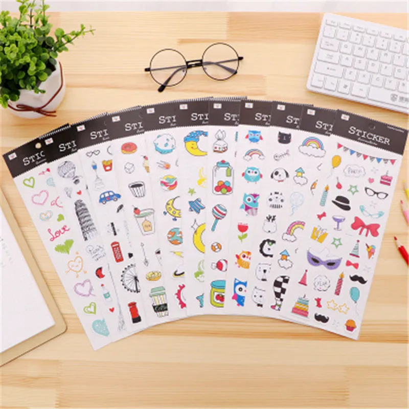 

1Pc Cute Fluorescent Cartoon Mini Animal/Fruit Sticker For DIY Diary Book Phone Laptop Cup Kids Anime Stickers Children Toys